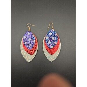 Patritic Red White Blue Sparkle Earrings